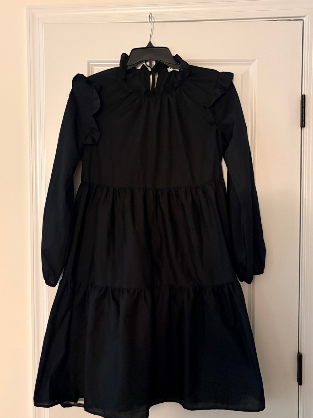 love...ady Black Long-Sleeve Tiered Ruffle Dress